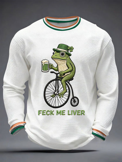 Men's Funny St Patrick’s Day Irish Frog Feck Me Liver Waffle Long Sleeve T-Shirt