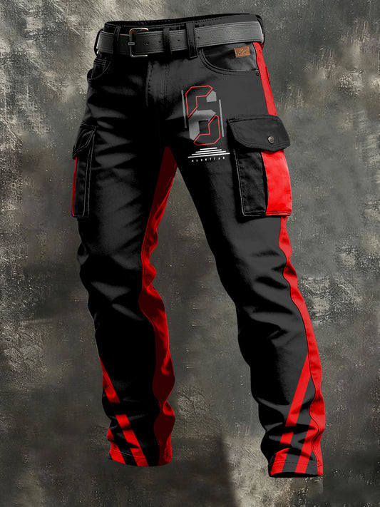 Men's Retro Vacation Business Art Print Casual Workwear Trousers