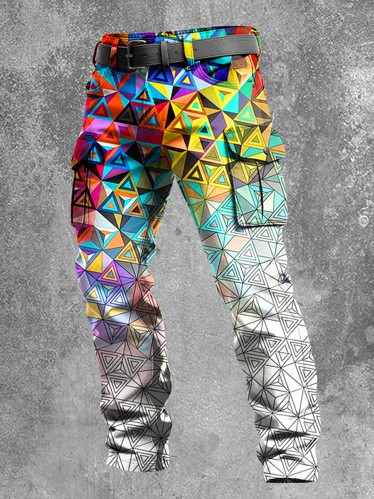 Men's Retro Vacation Business Art Print Casual Workwear Trousers