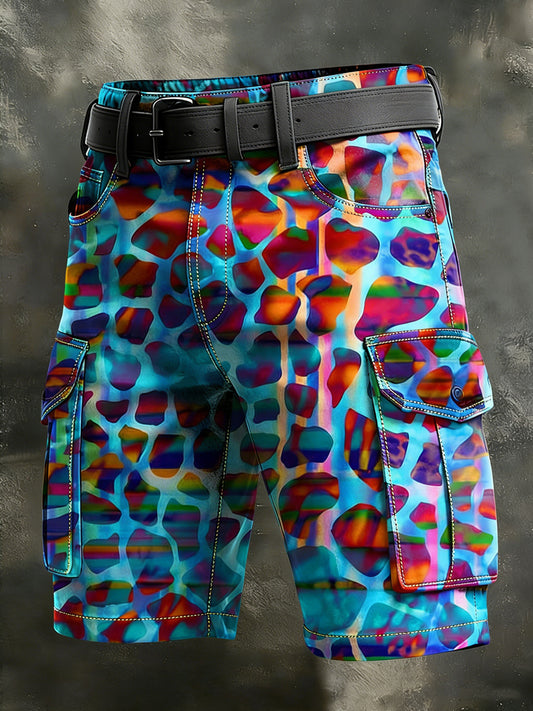Men's Retro Vacation Business Art Print Casual Shorts