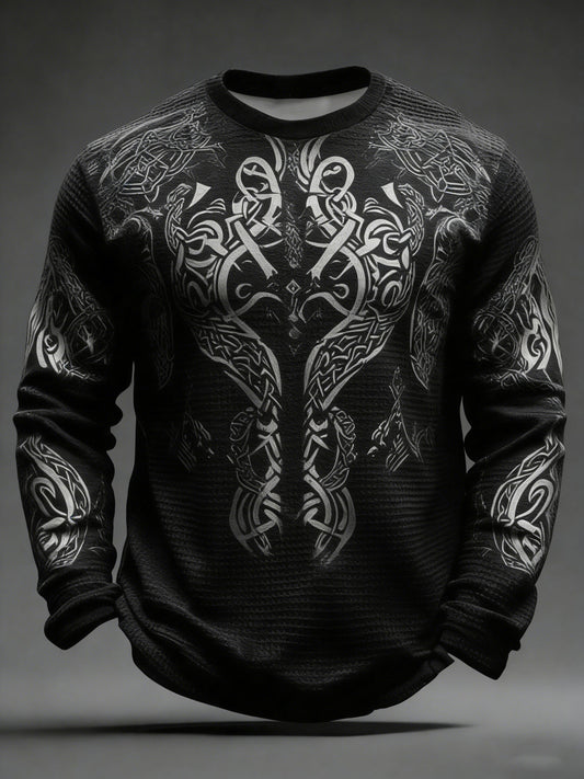 Men's Viking Printed Waffle Long Sleeve Sweatshirt