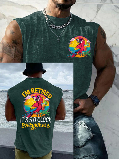 Men's LI‘m Retired It‘s 5 O'clock Everywhere Parrot Casual Tank Top