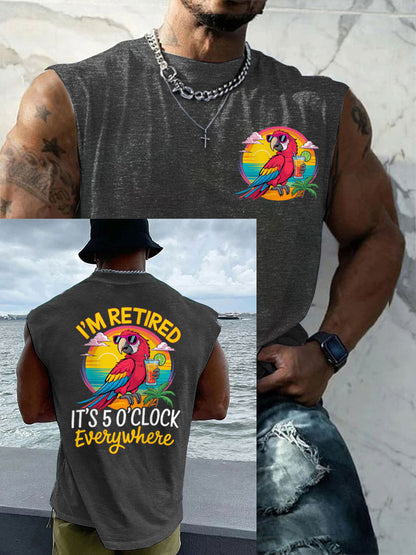 Men's LI‘m Retired It‘s 5 O'clock Everywhere Parrot Casual Tank Top