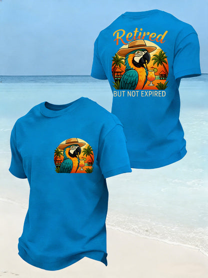 Men's Funny Retired Not Expired Parrot Print Casual Tee
