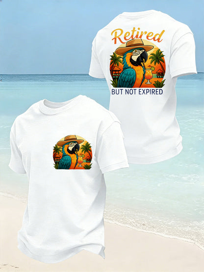 Men's Funny Retired Not Expired Parrot Print Casual Tee