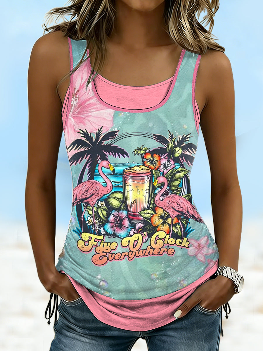 Women's Vacation Style Floral Art Printed Tank Tops