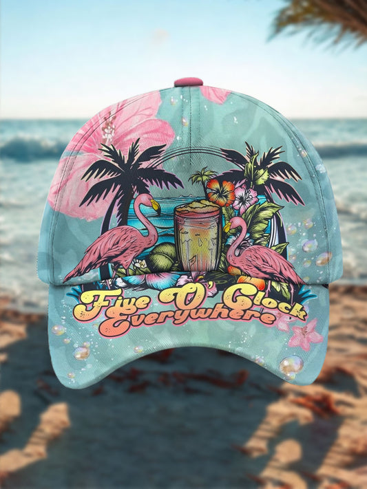 Women's Vacation Style Floral Art Print Hat