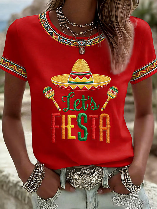 Women's Cinco de Mayo Print Casual T-Shirt