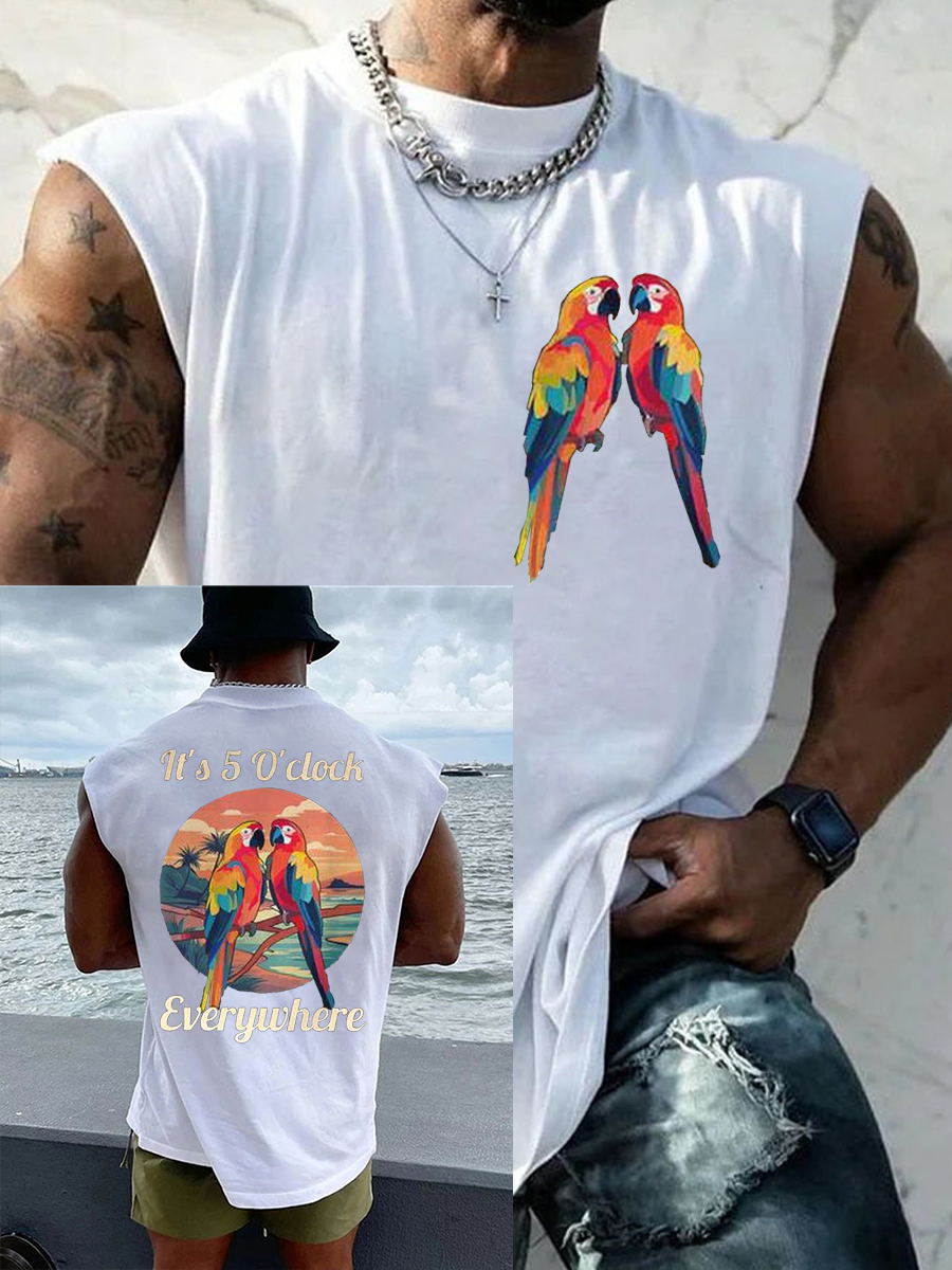Men's It‘s 5 O'clock Everywhere Print Casual Vest
