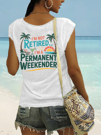 Women's  I'm Not Retired, I'm A Permanent Weekender, It's 5 O'clock Everywhere Parrot Casual Sleeveless Tee