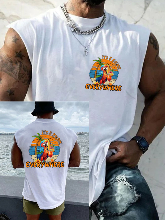 Men's It‘s 5 O'clock Everywhere Print Casual Vest