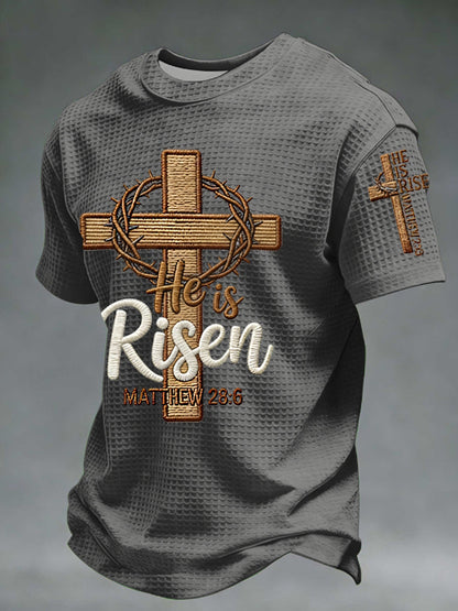 Men's He is Riser MATTHEW 28:6 Waffle Short Sleeve