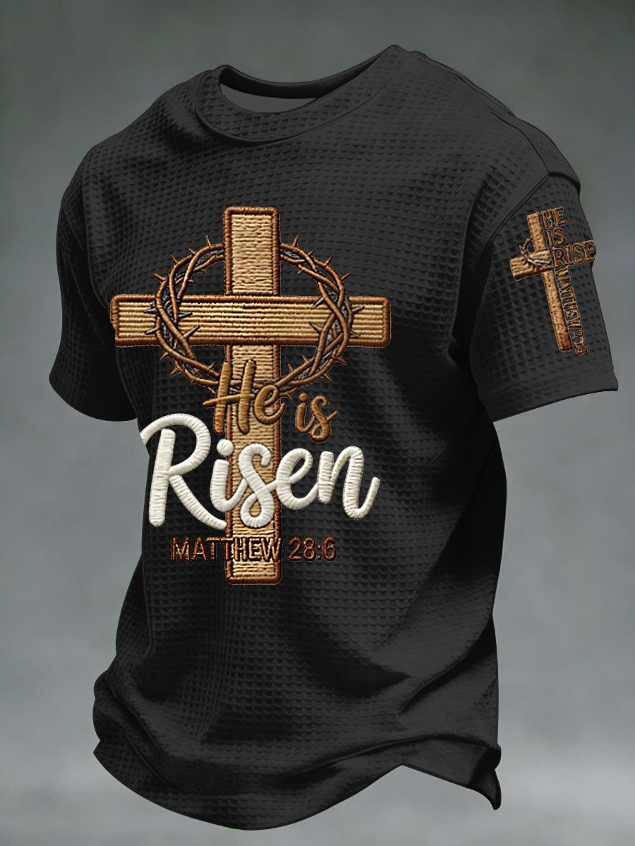 Men's He is Riser MATTHEW 28:6 Waffle Short Sleeve