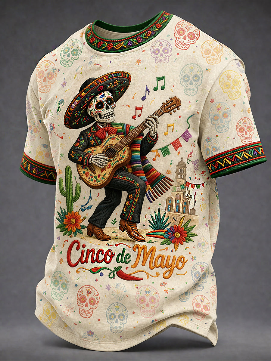 Men's Retro Mexican Cinco de Mayo Art Print Casual Top