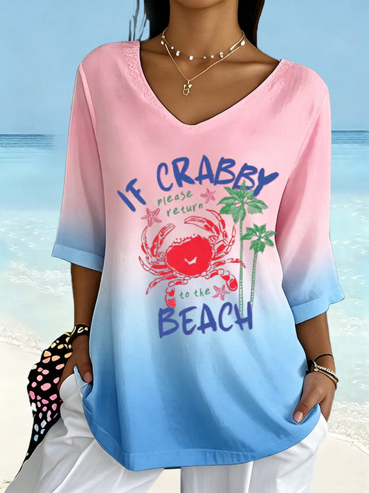 Women's If Crabby Please Return to the Beach Hawaiian Gradient T-Shirt