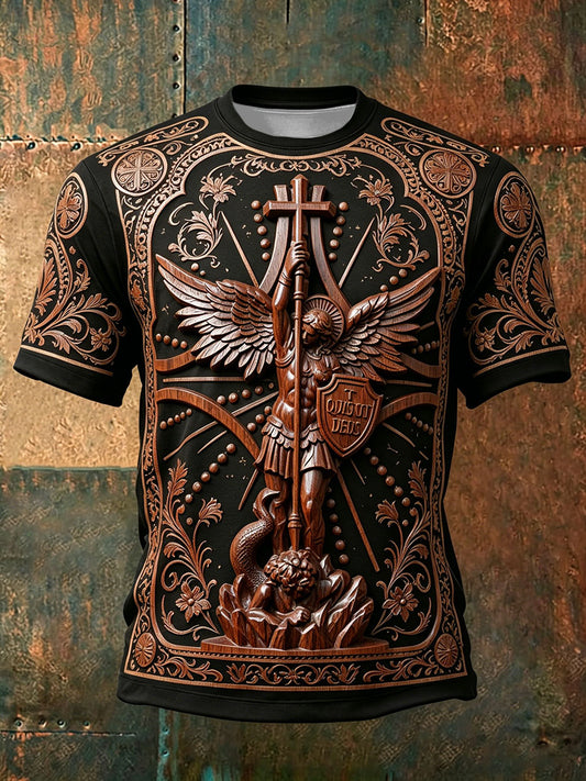 Men's Faith Saint Micheal Printed T-Shirt