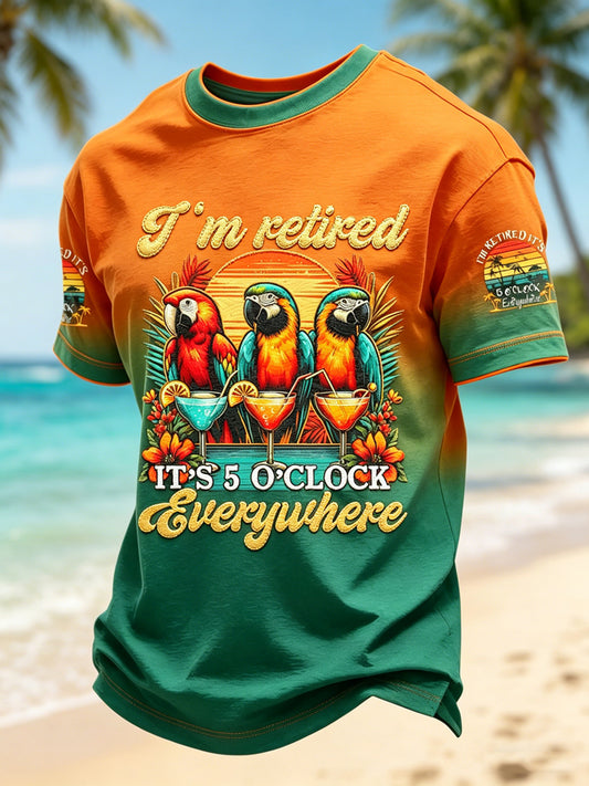 Men's Vacation Printed Vintage Fashion Loose Short Sleeve T-Shirt