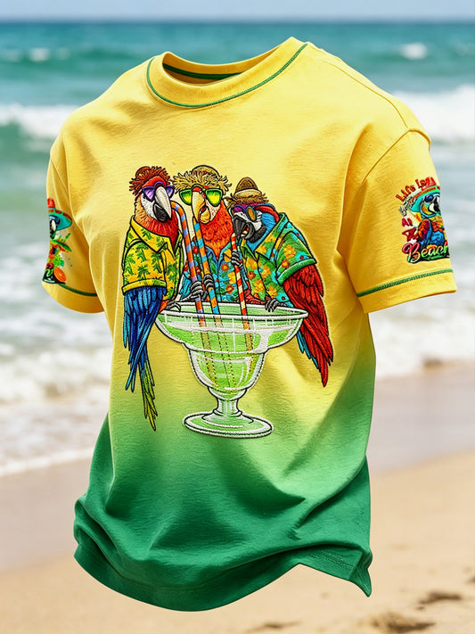 Men's Vacation Printed Vintage Fashion Loose Short Sleeve T-Shirt