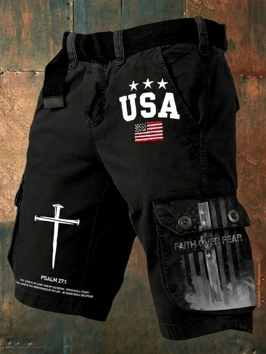 Men's Faith Over Fear Christian Printed Shorts