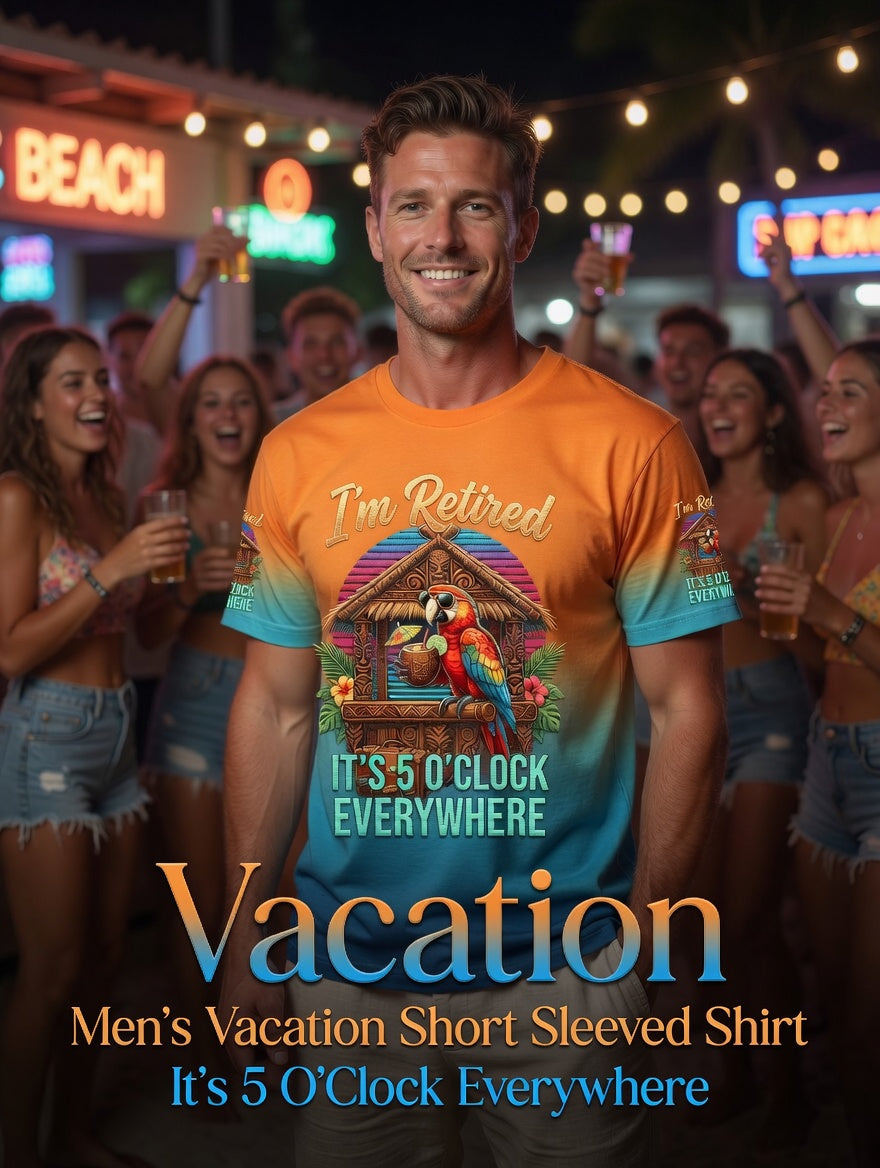 Men's Vacation Printed Vintage Fashion Loose Short Sleeve T-Shirt
