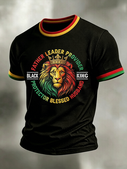 Men's Father Leader Provider Protector Blessed Husband Waffle Short Sleeve