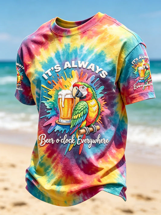 Men's Vacation Printed Vintage Fashion Loose Short Sleeve T-Shirt