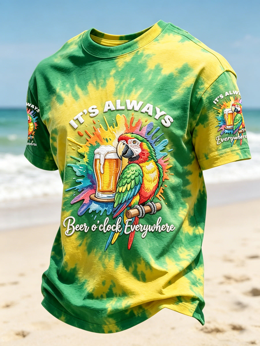 Men's Vacation Printed Vintage Fashion Loose Short Sleeve T-Shirt