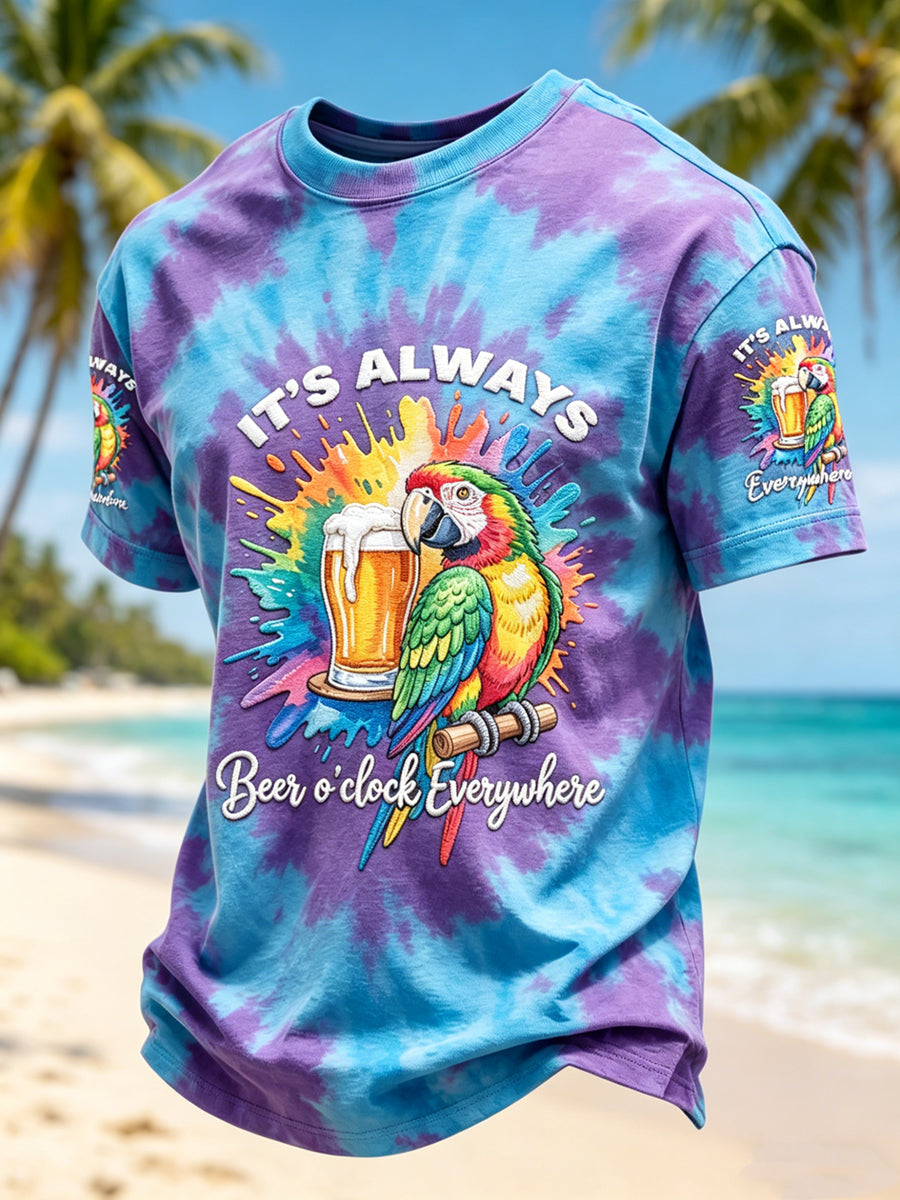 Men's Vacation Printed Vintage Fashion Loose Short Sleeve T-Shirt