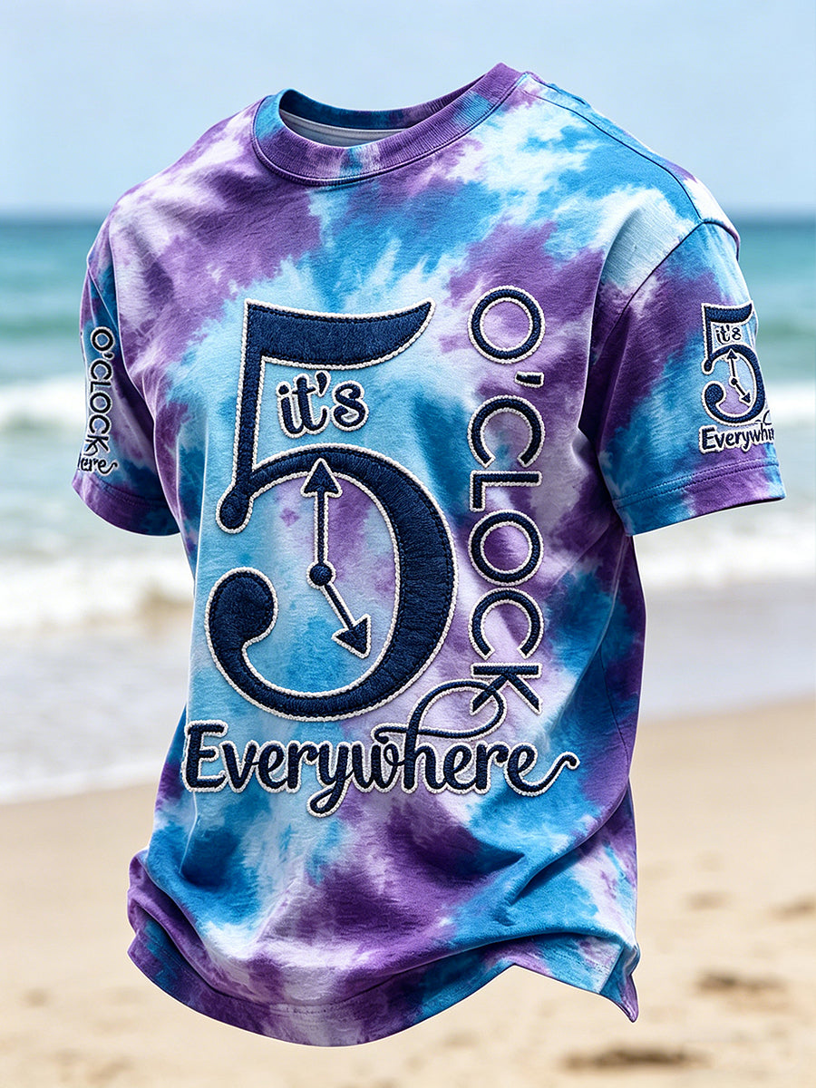 Men's Vacation Printed Vintage Fashion Loose Short Sleeve T-Shirt