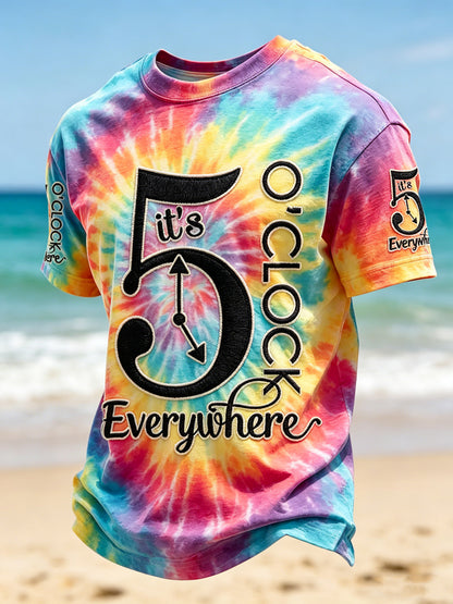 Men's Vacation Printed Vintage Fashion Loose Short Sleeve T-Shirt