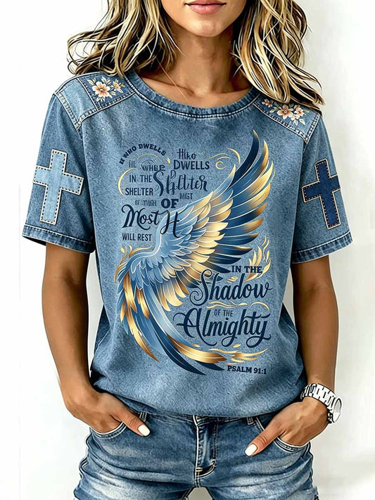 Women's Retro Jesus Faith Print Casual T-Shirt