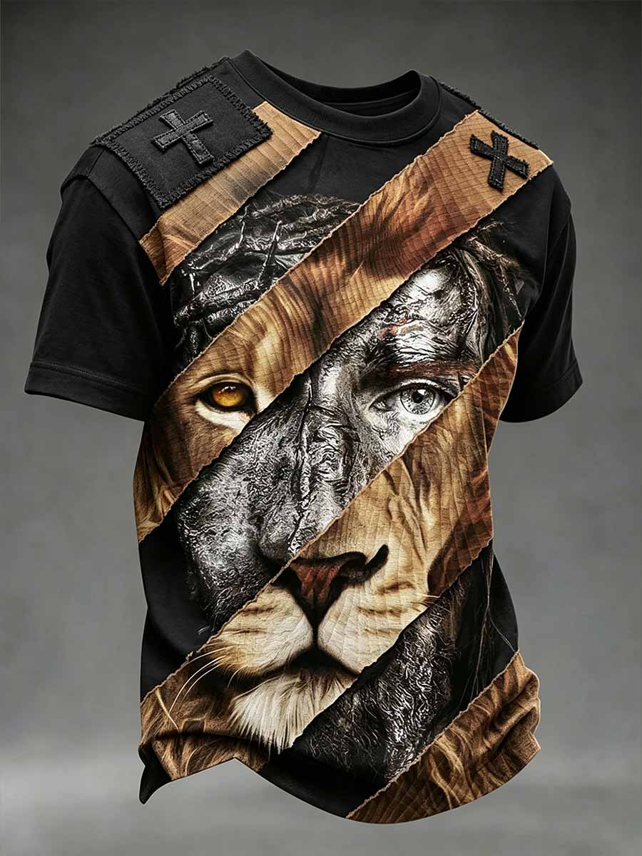 Men's Vintage Jesus Faith Print Casual T-Shirt