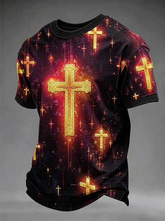 Men's Jesus Cross Printed Short Sleeve T-shirt