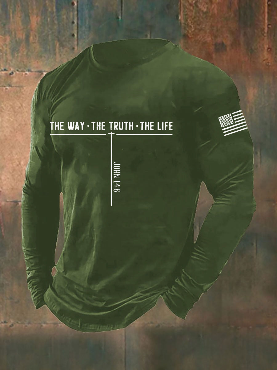 Men's Jesus The Way The Truth The Life Cross Long Sleeve T-shirt