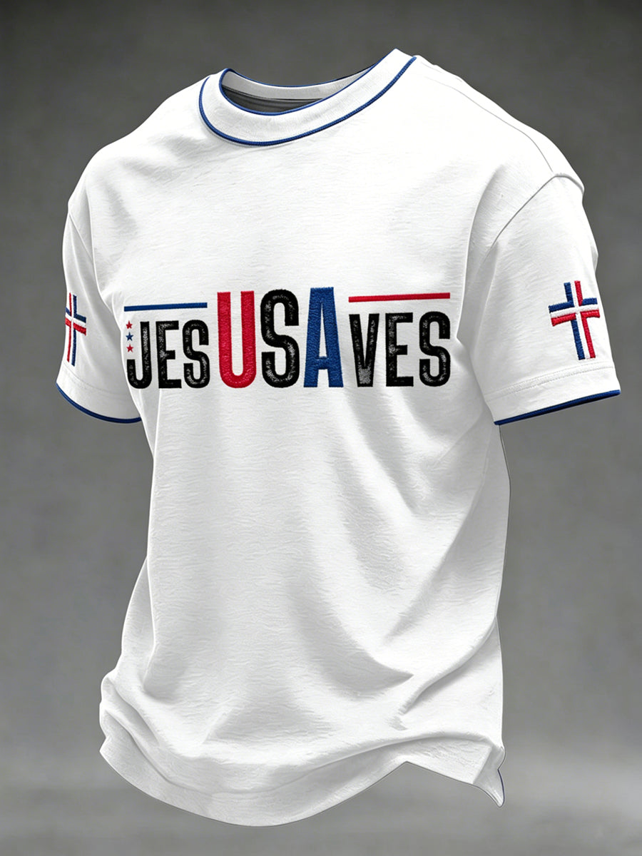 Men's Jesusves Printed Vintage Fashion Loose Short Sleeve T-Shirt