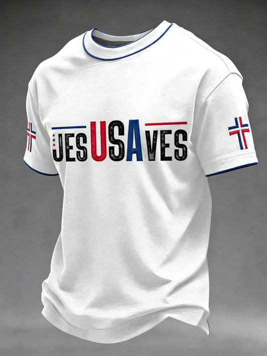 Men's Jesusves Printed Vintage Fashion Loose Short Sleeve T-Shirt