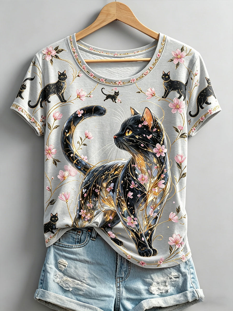 Women's Cat Print T-Shirts