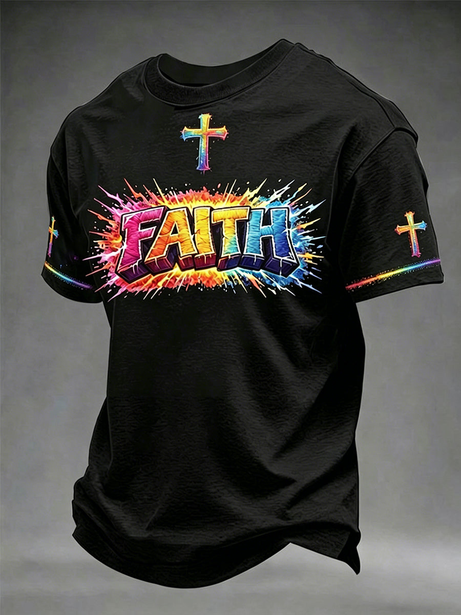 Men's Christian Faith Cross Short Sleeve O-neck T-shirt