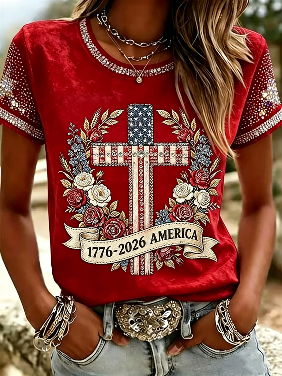 Women's AMERICA short-sleeved T-shirt