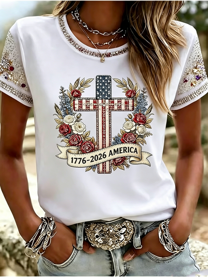 Women's AMERICA short-sleeved T-shirt
