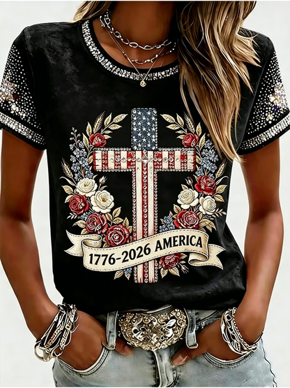 Women's AMERICA short-sleeved T-shirt