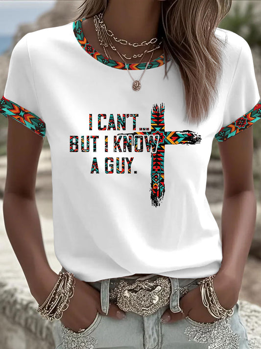 Women's "I Can't But I Know A Guy" Printed Casual T-Shirt