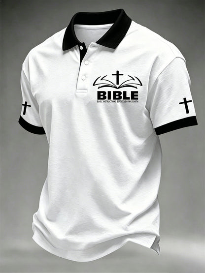 Men's Christian Cross Print Polo