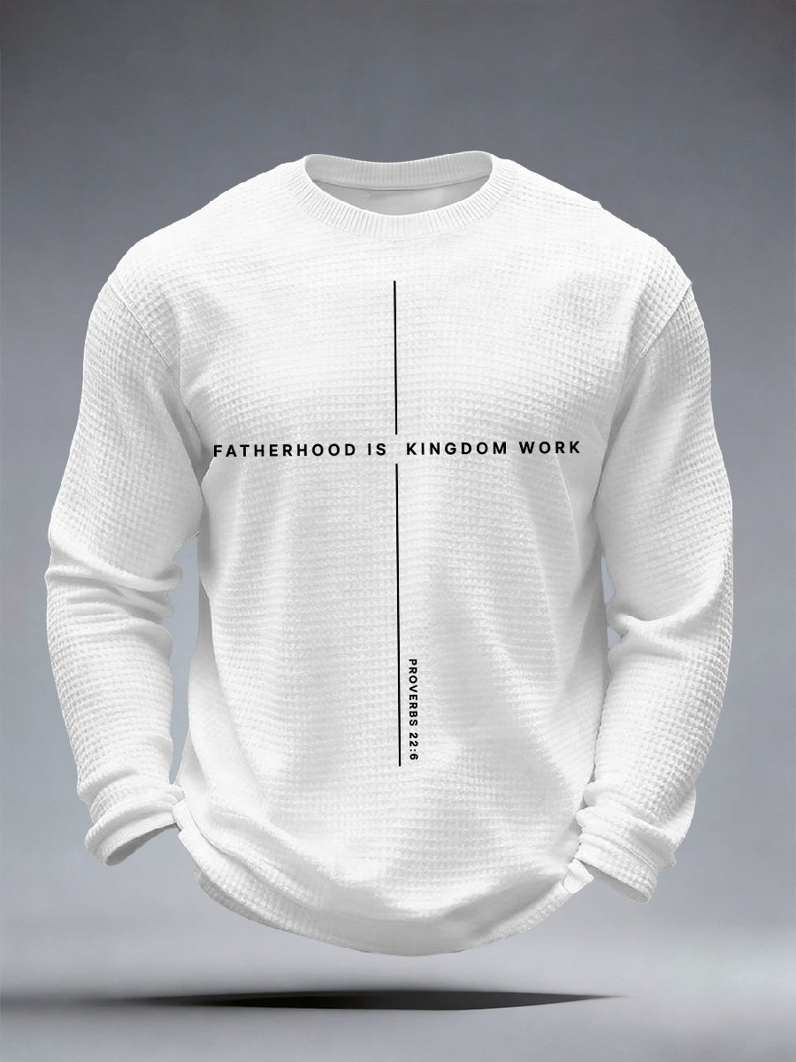 Men's Fatherhood is Kingdom Work Print Waffle T-Shirt