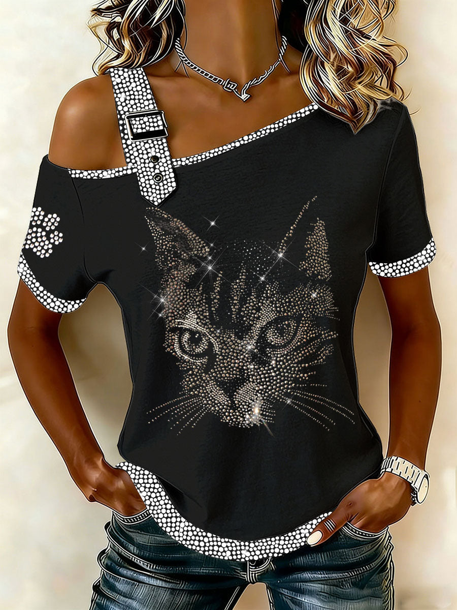 Women's Cat Print Casual T-Shirt