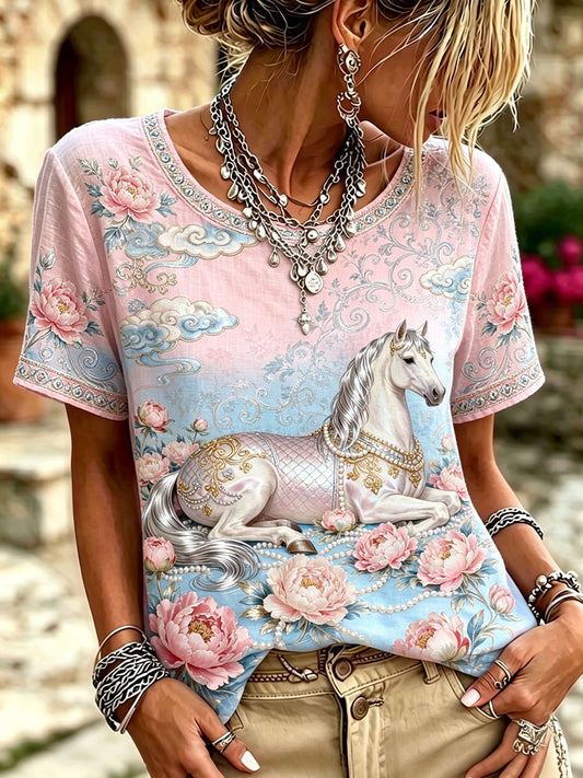 Women's floral and horse print T-shirts