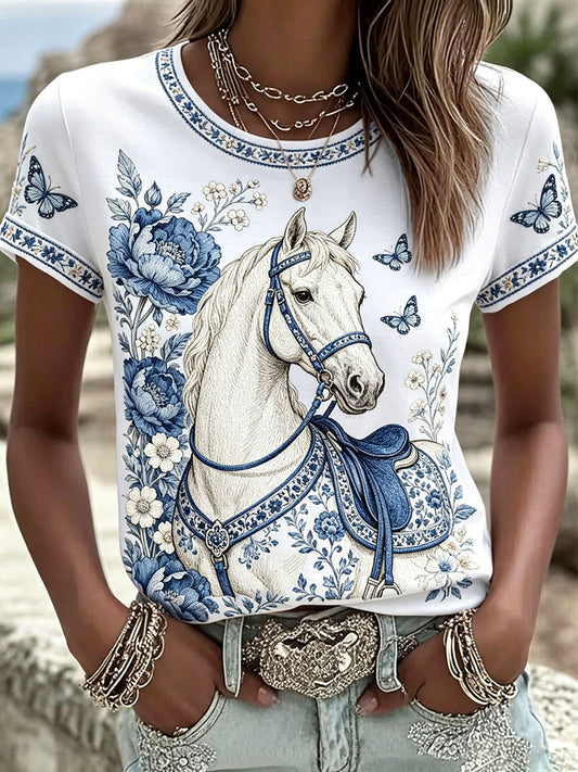 Women's floral and horse print T-shirts