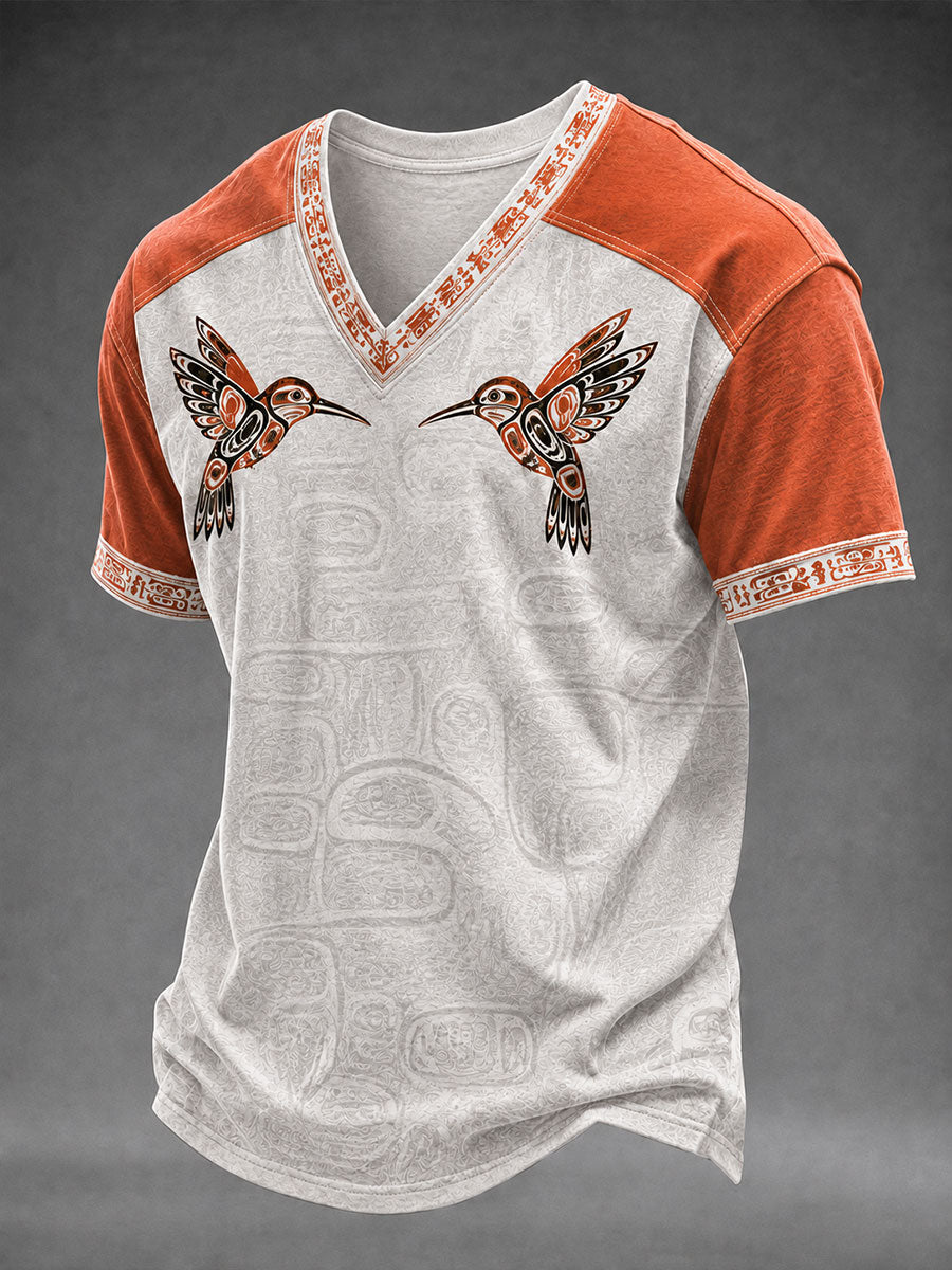 Men's Indigenous Art Print Casual T-Shirt