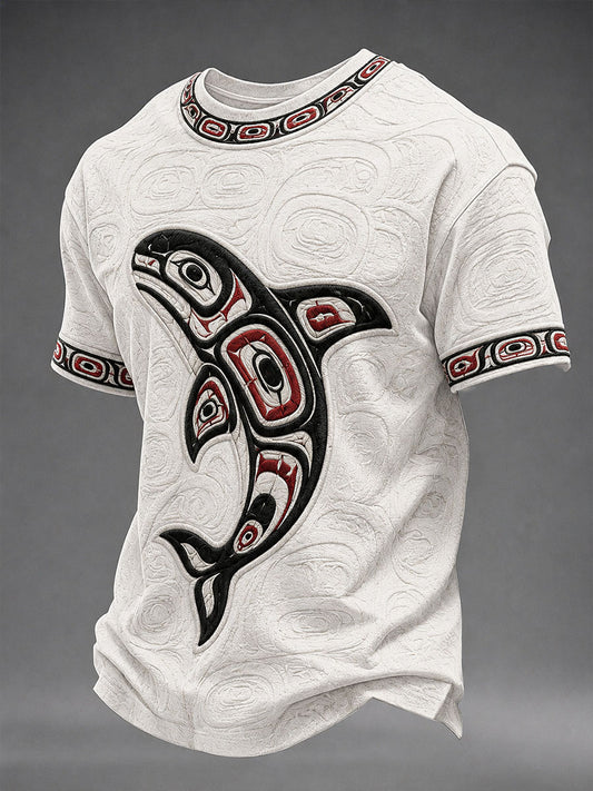 Men's Indigenous Art Print Casual T-Shirt