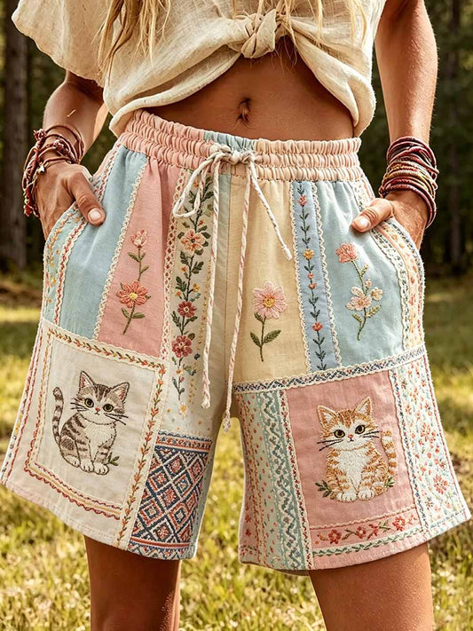 Women's Fashion Cat Pattern Printed Casual Pants